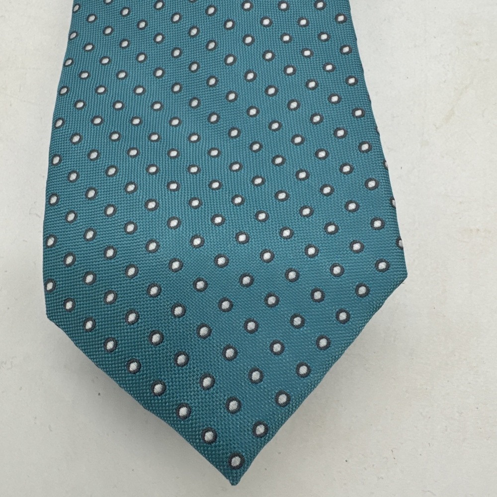 US Polo Association 100% Silk‎ Tie Baby Blue Polka Dots 58" X 3 1/4"